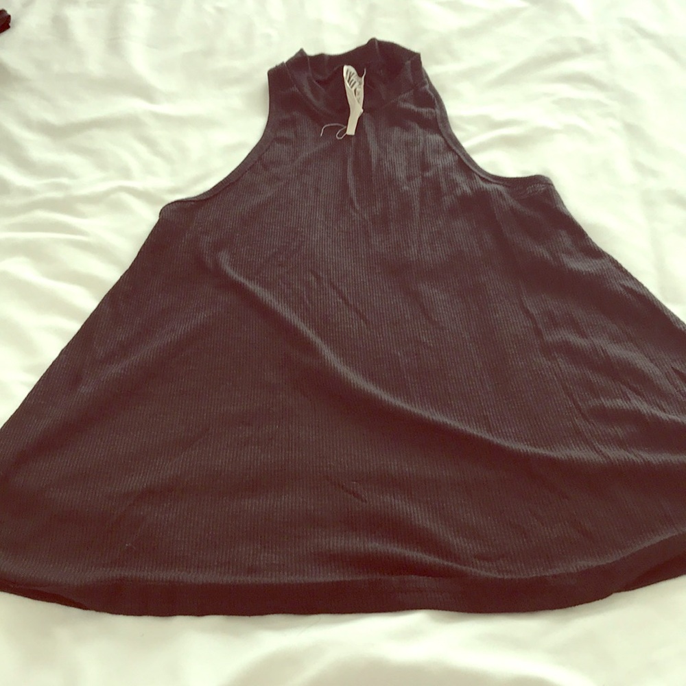 Free People ribbed flowy mock neck tank